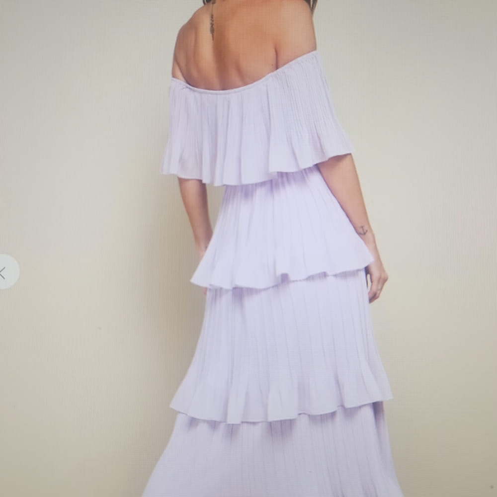 Lulu's Lavender Off-Shoulder Flutter Sleeve Tiered Sundress